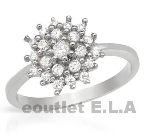 22-stone CZ CLUSTER RING SOLID 925 SILVER-sz6